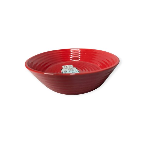 NWT Chefmate Fun Bright Red Swirl Large Oval Baker 1 1/2 Quart Stoneware - Picture 9 of 16